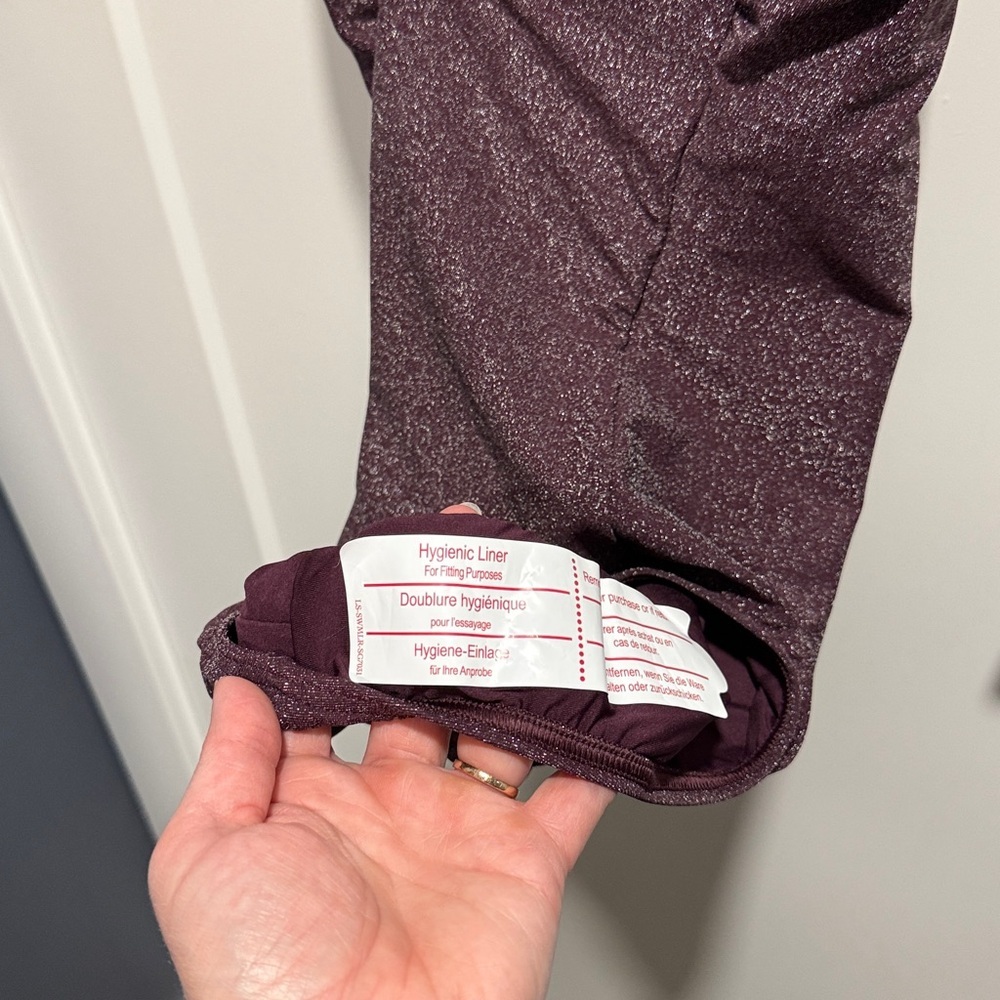 Lands End Tugless Shine X-Back One Piece Swimsuit Purple NWT Size 12 Petite - Picture 7 of 10